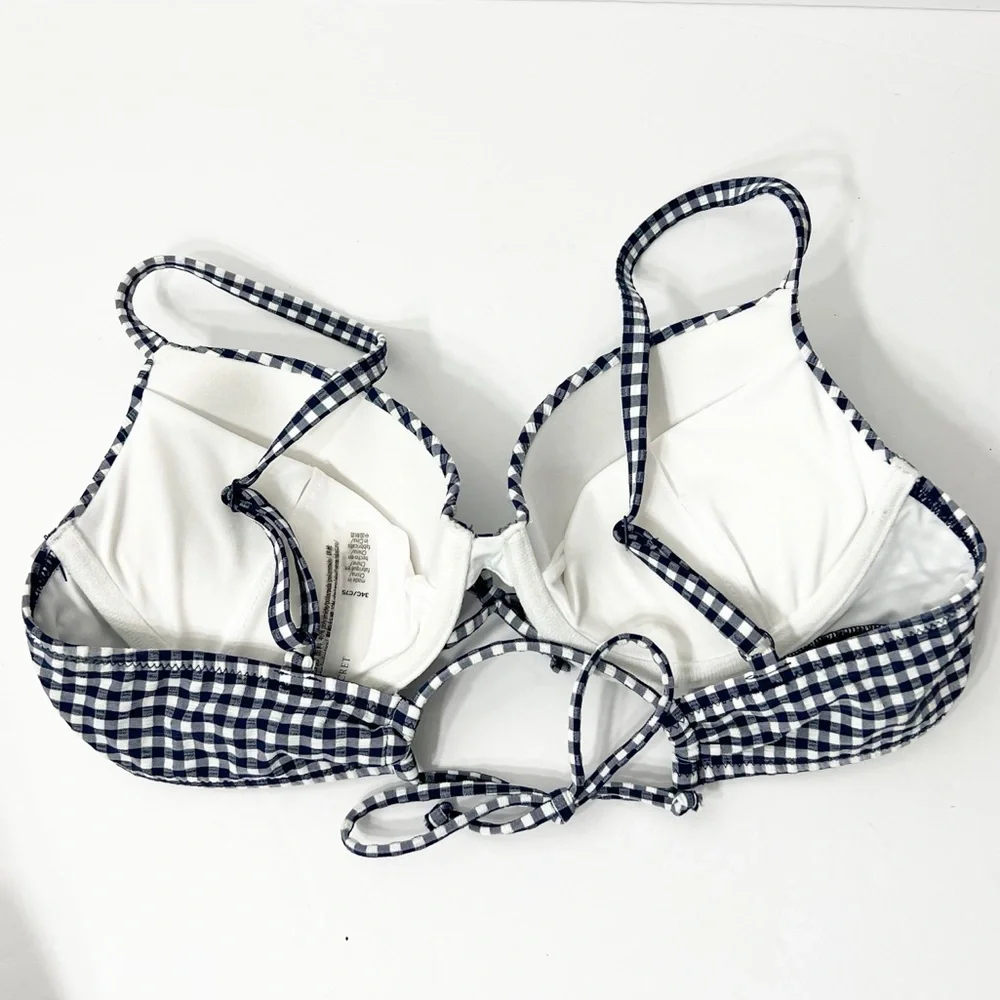 Victoria's Secret Gingham Bikini Top Removable Push Up Pad Pin Up Retro Size 34C